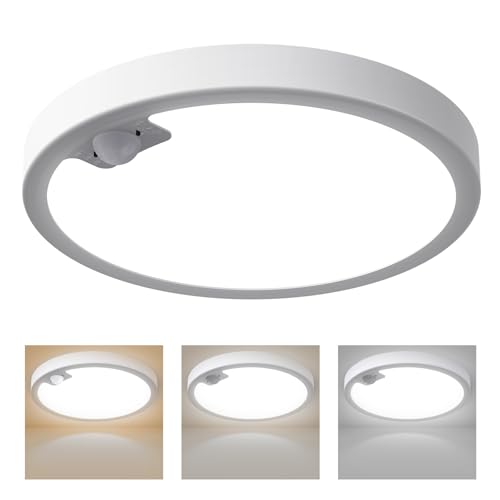 Wired Motion Sensor Ceiling Light Fixture-Motion Sensor Light Indoor 18W/1500LM,Closet Lights Motion Sensored Shower Light for Bathroom Hallway Stair Pantry Porch Garage 3 Color Temperature