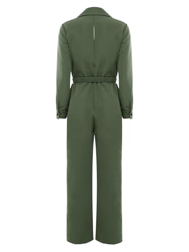 Mono de trabajo de una pieza para mujer con solapa verde ejército talla M 4