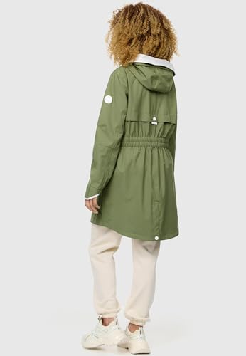 Navahoo Leichter Damen Übergangsmantel Langer Parka mit Kapuze Xankaa Dusty Olive Gr. L