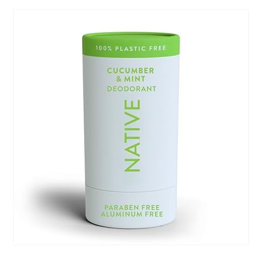 Desodorante sin plástico | Native para hombre y mujer, sin aluminio con bicarbonato de sodio, probióticos, aceite de coco y manteca de karité, pepino y menta