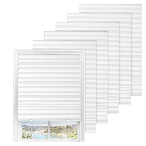 6 Packs Pleated Blackout Blinds, Temporary Blinds for Indoor Windows, Light Filtering Paper Shade...