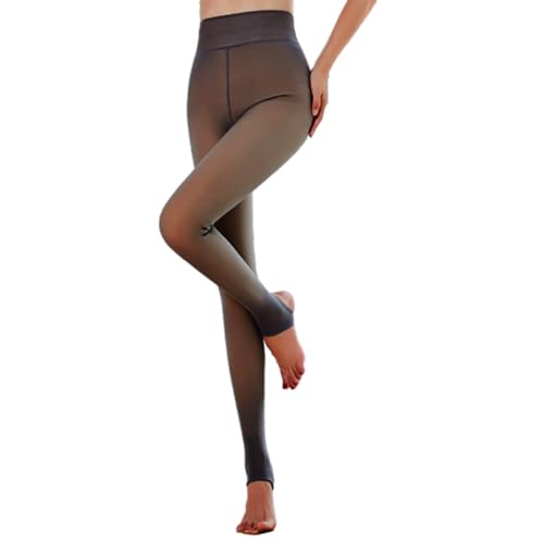 Legging thermique noir 300g style collant transparent effet peau pour femme