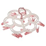 Gatuida Perchero para Ropa Interior y Calcetines Resistente al Viento Giratorio 360 Grados 16 Clips Material Resistente al Calor Rosa Uso Doméstico