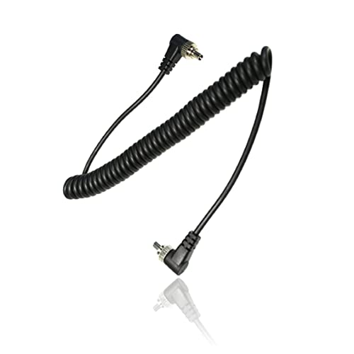 Image of Foto&Tech Male to Male M-M Flash PC Sync Cable Cord 12-Inch Coiled Cord with Screw Lock Compatible with Nikon, Canon, and Most DSLR Cameras Flash Trigger (Male to Male Flash PC Sync Cable)