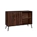 Walker Edison Furniture Company Mid Century Modern Universal Stand for TV's up to 50" Living Room Storage Entertainment Center, 44 Inch, Walnut Brown