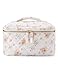 Popvibe Large Quilted Floral Makeup Bag, Cute White Flower Cotton Quilt Cosmetic Bag Women, Coquette Toiletry Pouch for Travel Essentials Bag, Extra Large Aesthetic Beauty Bag with Handle