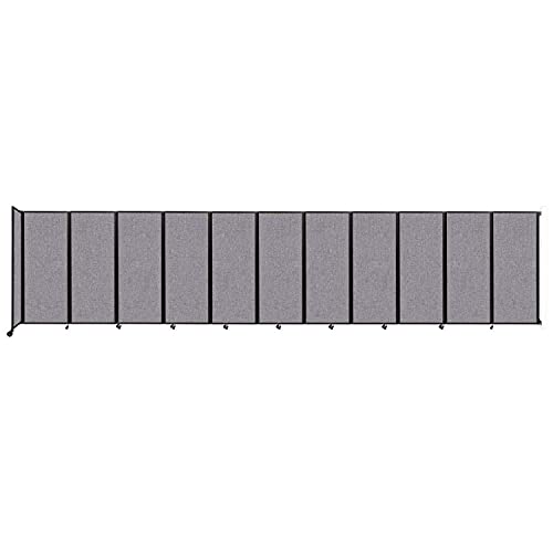 Wall-Mounted Folding Room Divider 360 | Adjustable Widths | Locking Wheels | Room Separator | Up to 30'6" Wide x 6'10" Tall Cloud Gray Fabric Panels