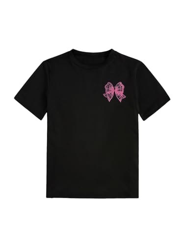 Image of Verdusa Girl's Coquette Bow Top Round Neck Short Sleeve Cute Graphic Tees