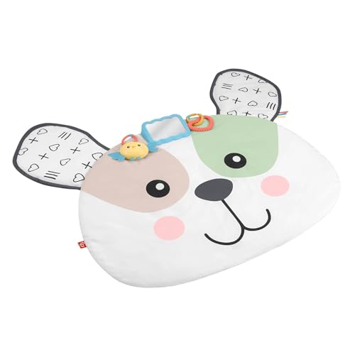 Fisher-Price Alfombra de juego gigante Puppy Perfection Juguete para jugar boca abajo con actividades para el desarrollo sensorial, para bebés recién nacidos a partir de 0 meses, HYR51