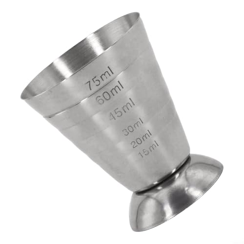 Yuanpgky Vaso medidor de acero inoxidable de 75 ml con múltiples marcas en cucharadas de ml para verter y mezclar cócteles con precisión, herramienta de bar duradera para el hogar (0)