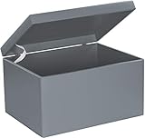 holzkiste grau mit deckel Erinnerungskiste für Andenken an Geburt, Taufe, Kindheit, Einschulung oder zur Hochzeit. Stabile Aufbewahrungsbox als Schatztruhe für Erinnerungsstücke wie Fotos, Grußkarten, Baby-Geschenke uvm.