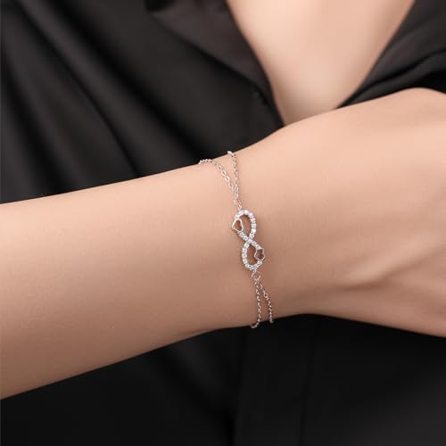 Daughter Bracelets from Mom,925 Sterling Silver Infinity Bracelet for Daughter from Dad, Mother Daughter Bracelets with Message Card, Birthday Gift, Gift for Chrismas Mother's Day2