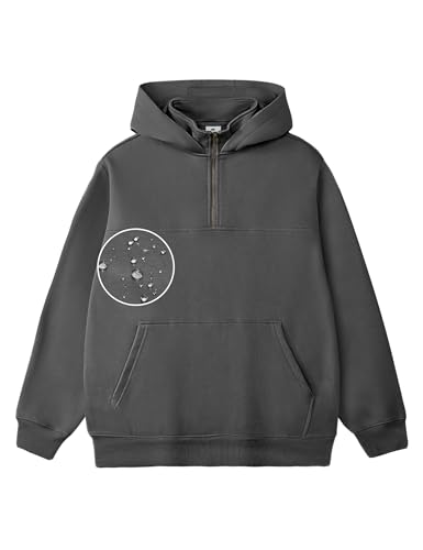 FAIABLE Mens Quarter Zip Up Hoodie Waterproof Heavyweight Hoodies Fleece Zipper Sweatshirt Rain Resistant Jacket for Men