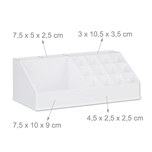 Relaxdays Make Up Organizer mit Schubladen, stapelbares Kosmetikregal f. Schmuck u. Make Up, Schminkaufbewahrung, weiß, 14 x 24 x 30 cm 5
