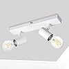 Dehobo Spots Plafonnier | Murale, Plafonnier 2 Spots Orientables Blanc Mat, E27 Spot de Plafond Double Moderne, 60 Watt Max pour Chambre Cuisine Salon Couloir