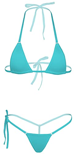 Dadress Extreme Sexy Mini Bikini Sets 2Pcs Swimwear G-String Bottom Swimsuit Micro Bikinis for Women