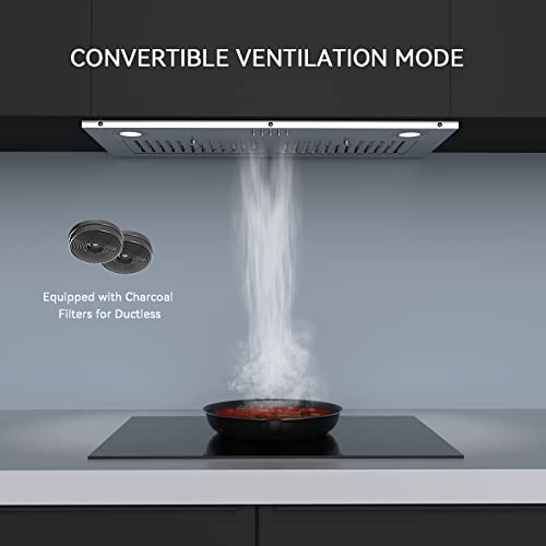 Hermitlux 30 inch Builtin/Insert Range Hood, 600 CFM 3 Speed Vent Hood