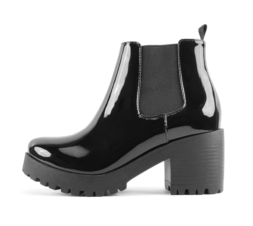 Image of Soda Top Shoes Jaber Ankle Boot W Lug Sole Elastic Gore and Chunky Heel