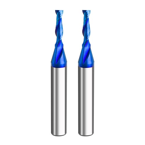 Image of 2PCS Spiral Upcut Router Bit 1 /4 inch Shank 1 /8 inch Cutting Dia 2 inch OAL with Nano Blue Coating Solid Carbide for CNC & Wood & Plastic Routing,Engraving,Grooving