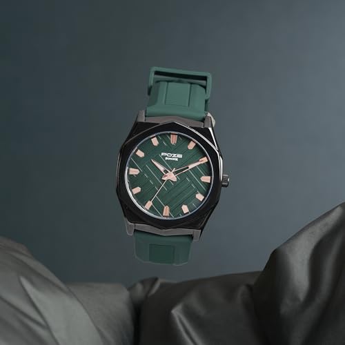 Image of Sonata Poze 8 Quartz Analog with Green Dial Green Silicon Strap Watch for Men - SP70107NP02W