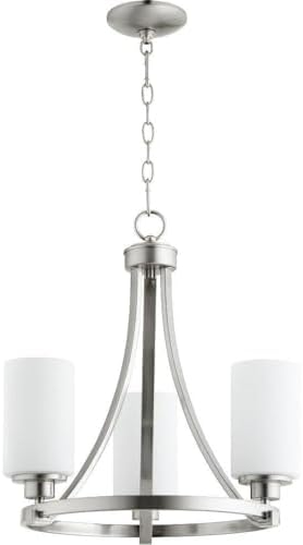 Quorum 6207-3-65 Contemporary Modern Three Light Chandelier from Lancaster Collection in Pewter, Nickel, Silver Finish,
