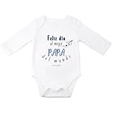 ParaManolita Body bebe Personalizado Feliz Día al mejor Papá/a la mejor Mamá del Mundo (0-2m, MEJOR PAPA)