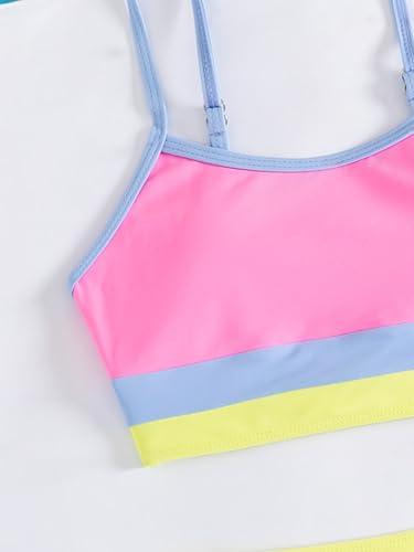 Image of Verdusa Girl's 2 Piece Colorblock High Waisted Bikini Sets Swimsuit Swimwear Bathing Suits