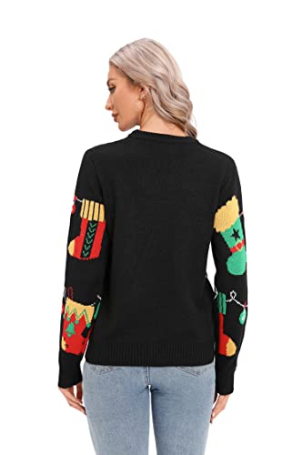 Image of LUBOT Ugly Christmas Sweaters for Women Cute Fuzzy Funny Wintertime and Holiday Parties Knitted Pullover Sweater