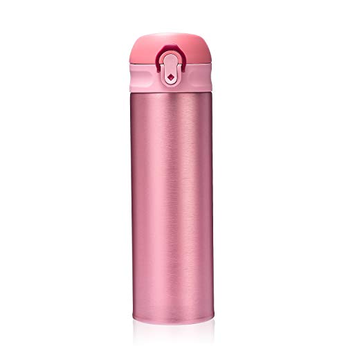 Diller Insulated Coffee Travel Mug - 17Oz Vacuum Insulated Water Bottle, Thermal Vacuum Drink Flask Keeps 24 Hours Cold & 12 Hours Hot (Pink, 17 Oz) #TOP1