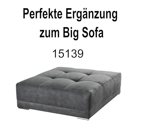 Big Sofa XXL B306/T134/H86 cm, bequeme Lounge Couch mit hochwertiger Federkernpolsterung, viele Kissen, Liegefläche 120 cm x 240 cm, angenehmer Mikrofaserstoff-Bezug in Grau / 15114