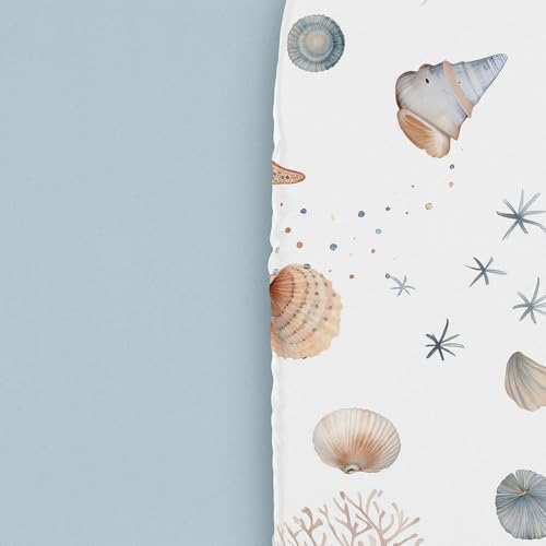 Image of Sweet Jojo Designs 2-Piece Baby Bassinet Sheets Set (Ocean Seashells) for Girls or Boys, Infant Newborn Nursery, Oval, Rectangle & Hourglass Mattress (Gender Neutral, Nautical, Beach Theme, Starfish)