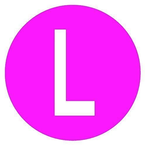 Pack of 100 Size Stickers/Sticky Labels - Suitable for Clothes/Garment Packaging (L - Pink)