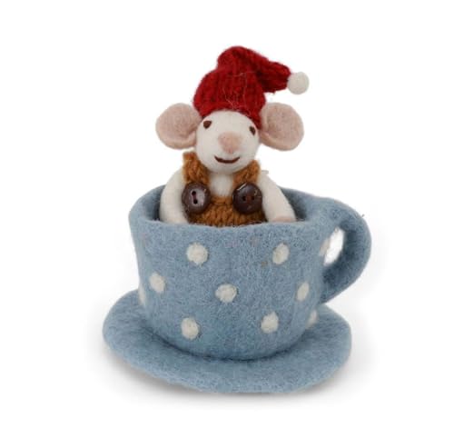 Gry & Sif Handgemacht & Fairtrade-Zertifiziert | Stilvolles dänisches Design X Nepali Kunsthandwerker | Maus in Blauer Kaffeetasse