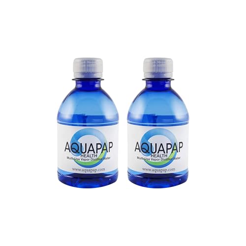 AQUAPAP 8 Ounce 2 Pack Vapor Distilled CPAP Water | for use with Resmed & Respironics Machines