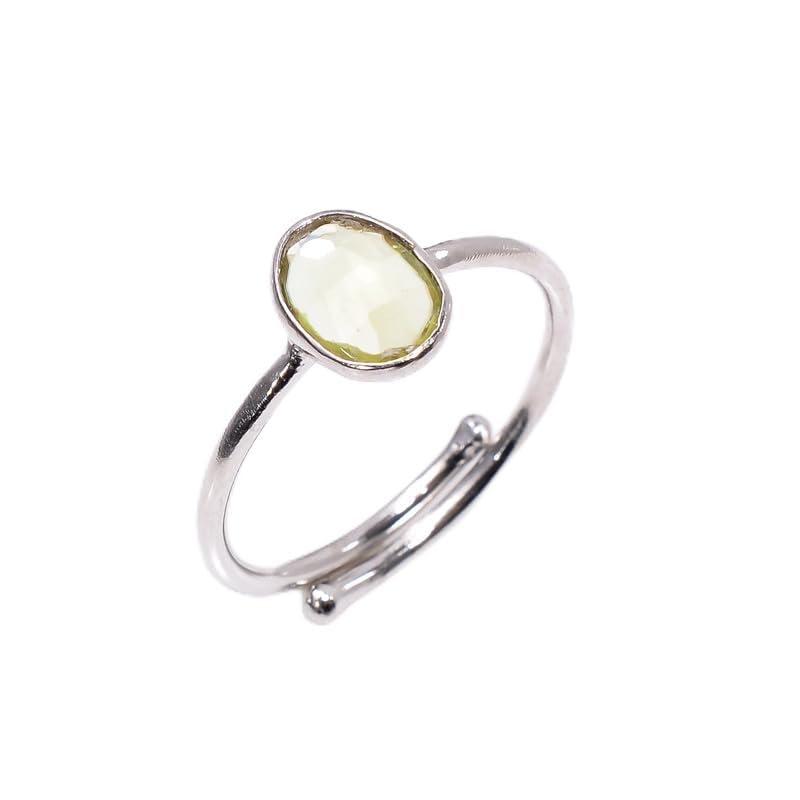 Bague réglable en argent 925 et sphène vert : fini les erreurs de taille !