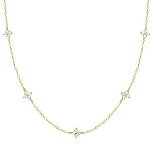 FUNEIA Dainty Silver Gold Necklaces for Women Trendy Non Tarnish 14K Gold Plated Cubic Zirconia Necklace Layered Cute Butterfly Heart Station Choker Necklace Stack for Wedding Prom Brides Jewelry