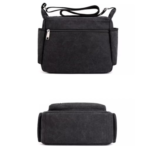 11in Casual Shoulder Bag with Strap, Canvas, Men Vintage Messenger Crossbody Bag, Multi Pocket, for Travel Work Busine3