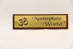 NameplateWorld Golden Engrave Brown Nameplate with Om Symbol