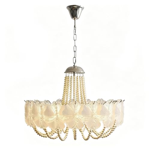 Lustre français en verre floral pour salle à manger et salon chaleureux