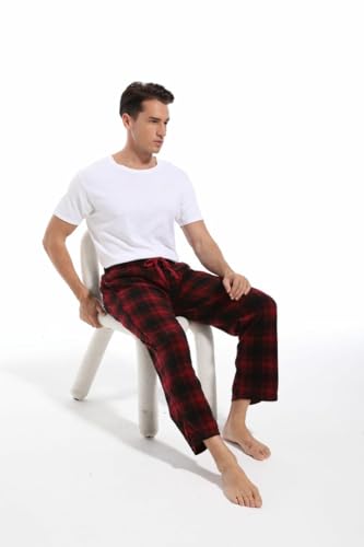 DG Hill 1Pack or 3Pack Mens PJ Pajama Pants Bottoms Fleece Lounge Pants Sleepwear Plaid PJs with Pockets Microfleece