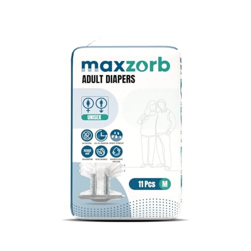 Image of Adult Diapers| Tape Style|Full Night Protection|Pack of 11 Diapers|Waist 72 - 117 cm ; 28 - 46 inch|Live your life with comfort|Soft Fabric|Anti-Bacterial Absorbent Core| Medium Size - M