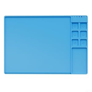 TE-730 Silicone Soldering Mat, Anti-Static Soldering Mat For Soldering Irons, Tools, And Electronic Devices For Safe Soldering And Brazing, 50X35cm(Blue)