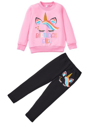 Image of Girls Fall Winter Outfits Cartoon Animal Long Sleeve Crewneck Sweatshirt Top+Sweatpant 2 Piece Clothing Set 3-9T