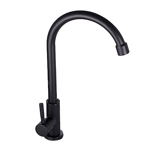 Rubinetto singolo girevole da 2 pezzi Rubinetto di uscita Rubinetto da cucina Lavello da bagno in acciaio inossidabile Acqua fredda pratica rotante (Color : Blackx3pcs, Size : 29x17.5cmx3pcs)
