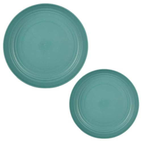 Image of Unbreakable Dinner Plates for Kitchen, Camping, Home, School, Bbqs, Picnics, Dorms, Offices, Appetizing, Soup, Rice, Salad Dishwasher Microwave Safe Dinnerware (20cm+23cm, Green, Pack of 2)