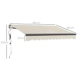 Outsunny 3 x 2.5m Electric Awning with Remote Controller, Aluminium Frame DIY Retractable Awning, UV30+ Sun Shade Canopy for Garden Patio Deck Door Window, Beige - Image 7