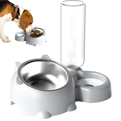 Cuenco para mascotas, cuenco para comida para perros | para perros inclinado a 16 grados con dispensador de agua, para gatos extraíble, cuenco para comedero para cachorros de tamaño mediano