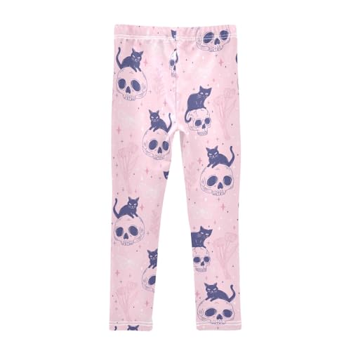 Cats Skulls Girls Leggings,Workout Leggings for Girls Toddler Athletic Leggings Size for 3-10T2