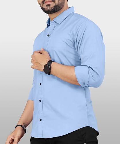 Image of Men's Cotton Full Sleeve Shirt | Regular Fit Casual & Formal Wear with Patch Pocket