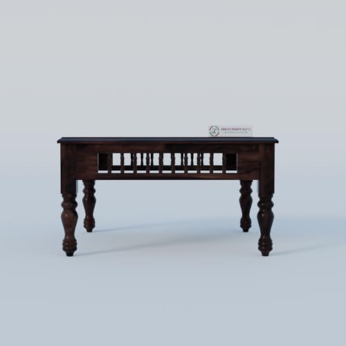 Image of Jangid Handicraft Solid Wood Coffee Table for Living Room | Wooden Center Table | Square Coffee Table | Tea Table for Sofa | Modern Sofa Table for Hall | Sheesham, Walnut Finish